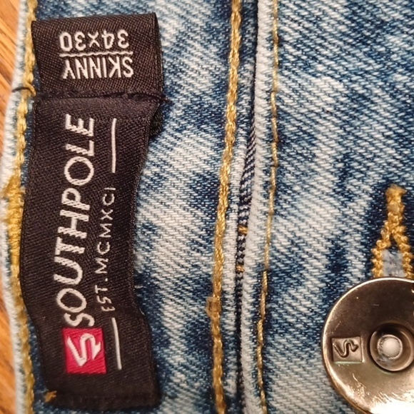 MEN'S SOUTHPOLE ACID WASH SKINNY JEANS - Picture 5 of 6
